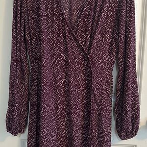 Dress Women Gap Size 8 Burgundy with White Dots Long Sleeve